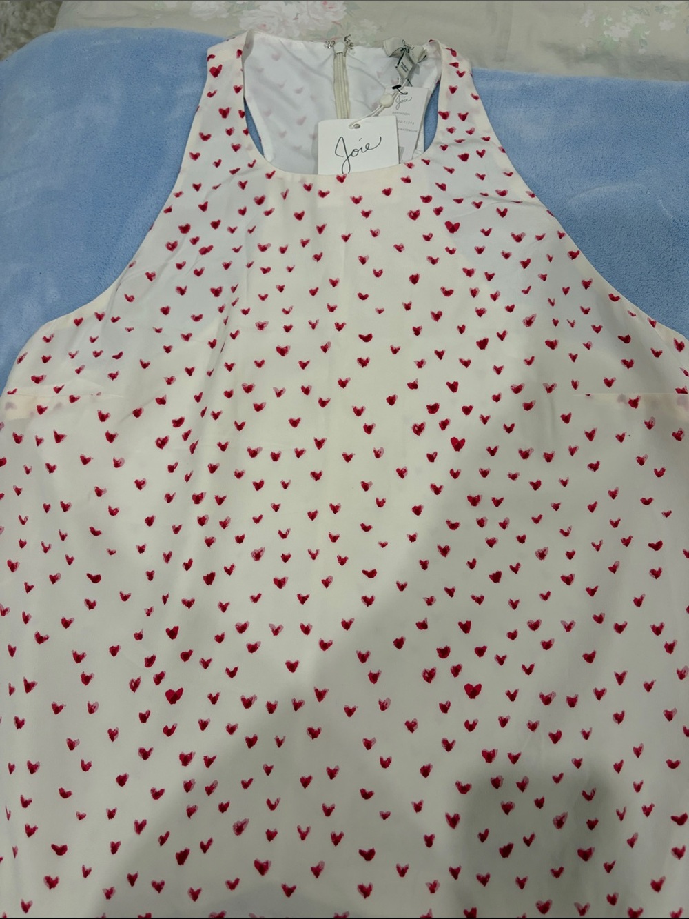Joie Silky Halter Top White with Red Hearts